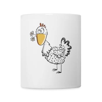 Happy Henne mit Gänseblümchen I Huhn Comic Design - Tasse - Weiß - Vorne