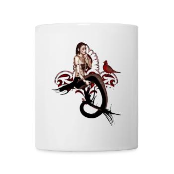 Magnifique sirène noire assise dans un arbre - Mug blanc - blanc - Devant