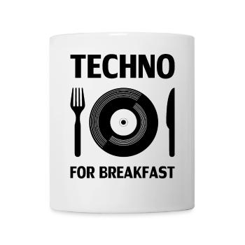 Techno - techno music, rave, techno for breakfast - Mug - white - Front