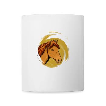 Tête de cheval classique sur fond doré - Mug blanc - blanc - Devant