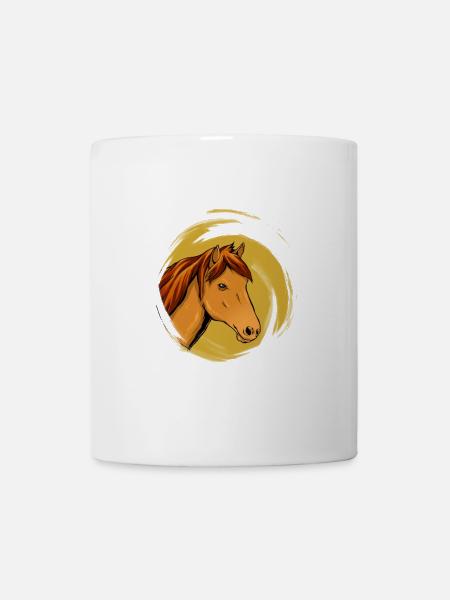 Klassischer Pferdekopf mit Goldhintergrund - Tasse - Weiß