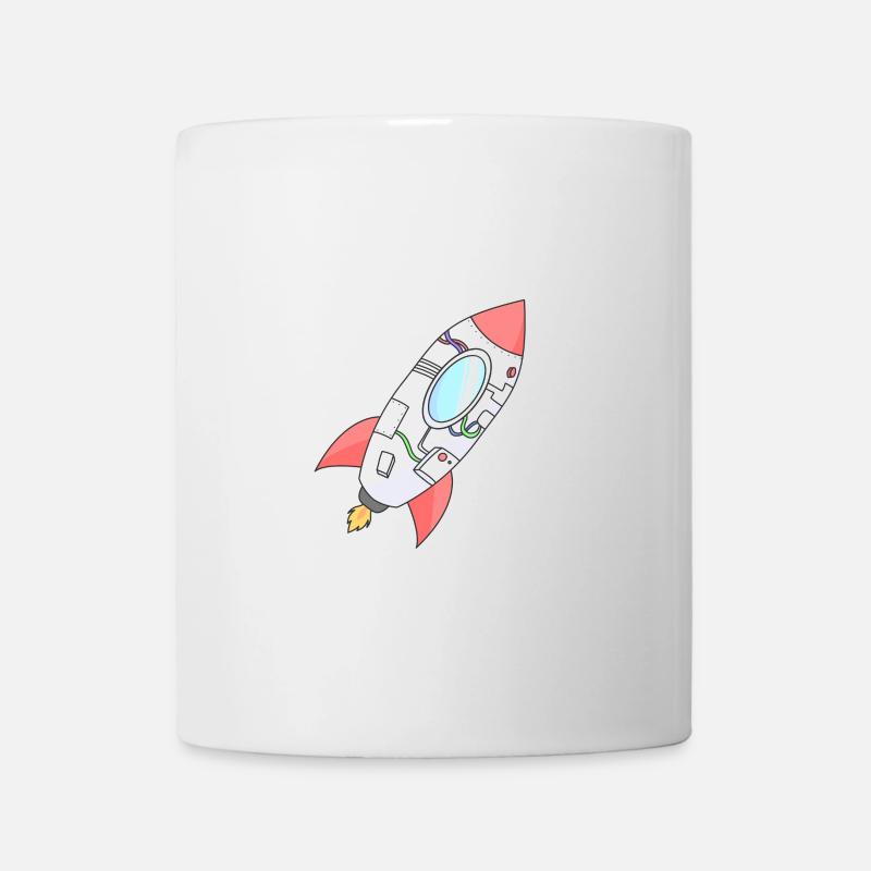 Kunterbunte Rakete im Orbit - Tasse - Weiß