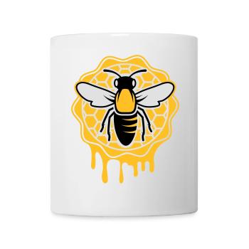 une abeille et nid d'abeille - Mug blanc - blanc - Devant