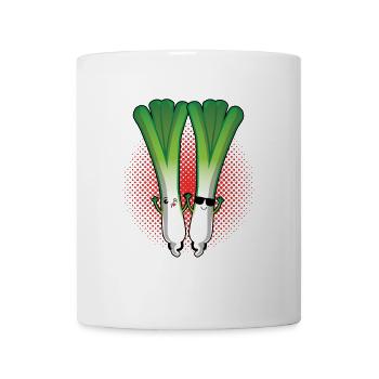 Zwei Stangen Lauch - Tasse - Weiß - Vorne