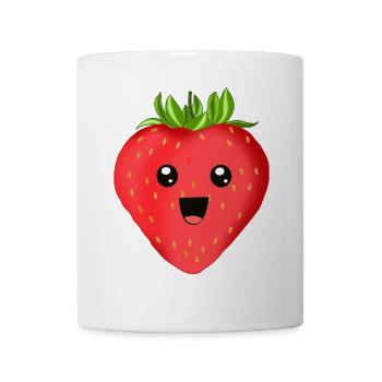 Fröhliche Erdbeere - Tasse - Weiß - Vorne