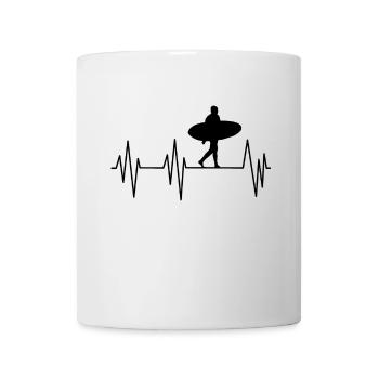 Surf Heartbeat – Surfer-Silhouette  - Tasse - Weiß - Vorne