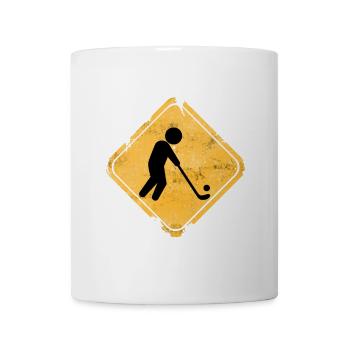 Grunge-Hockey-Kreuzungs-Warnschild - Tasse - Weiß - Vorne