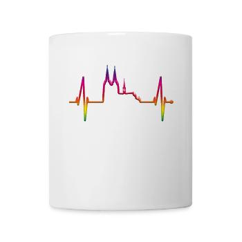 Köln Herzschlag Skyline Kölner Dom LGBT Regenbogen - Tasse - Weiß - Vorne