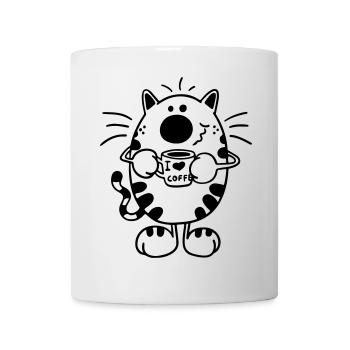 Chat avec café - Mug blanc - blanc - Devant