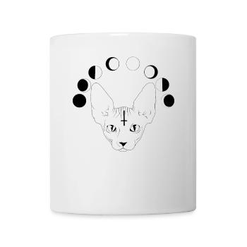 Black Metal Sphinx Katze | umgedrehtes Kreuz Satan - Tasse - Weiß - Vorne