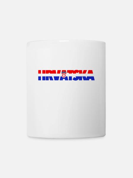 Texte du drapeau de Hrvatska avec armoiries - Mug blanc - blanc