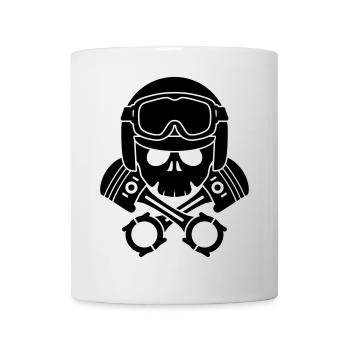 kolben schädel helm - Tasse - Weiß - Vorne