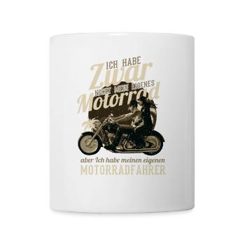 Ich habe zwar nicht mein eigenes Motorrad Pärchen - Tasse - Weiß - Vorne