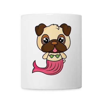 Mops als Meerjungfrau - Tasse - Weiß - Vorne