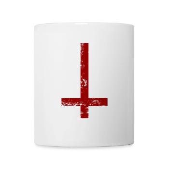 Umgedrehtes Kreuz Petrus Satan Siegel Symbol Goth - Tasse - Weiß - Vorne