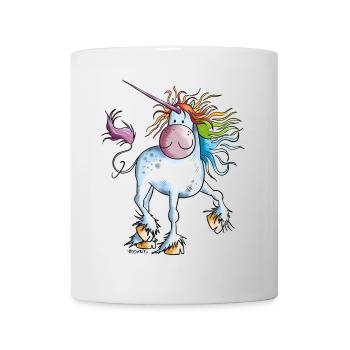 Regenbogen Einhorn - Tasse - Weiß - Vorne