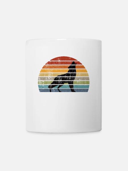 Wolf Silhouette Vintage Tierschutz Retro Geschenk - Tasse - Weiß