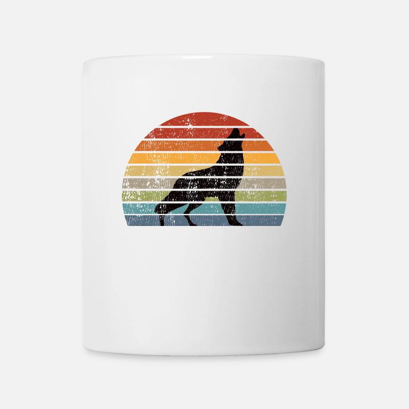 Wolf Silhouette Vintage Tierschutz Retro Geschenk - Tasse - Weiß