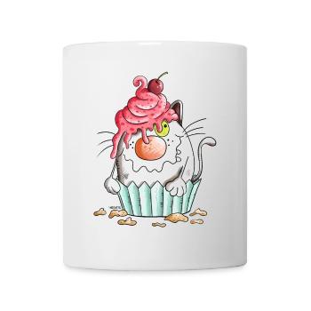 Cat loves Muffin - Mug - white - Front