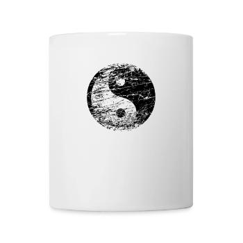 Yin Yang caractère yoga de philosophie de Chine d'aspect usé - Mug blanc - blanc - Devant