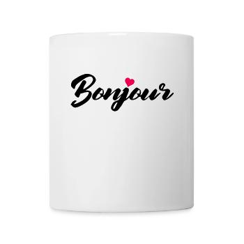 Bonjour – Salutation française avec cœur - Mug blanc - blanc - Devant