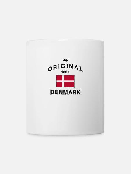 Denmark danish flag banner Copenhagen birth - Mug - white