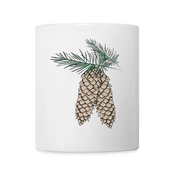 deux pommes de pin sur des branches de sapin - Mug blanc - blanc - Devant