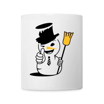 Un bonhomme de neige cool avec le pouce vers le haut - Mug blanc - blanc - Devant
