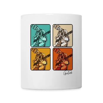 Pop-Art Gitarrist Vierfarben-Quadro - Tasse - Weiß - Vorne