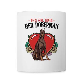 Dobermann Herz Tattoo Stil - Tasse - Weiß - Vorne