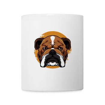 Bulldog Lebensfreude Shirtmotiv - Tasse - Weiß - Vorne