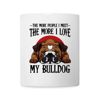 Bulldogkopf Illustration roter Halbkreis - Tasse - Weiß - Vorne