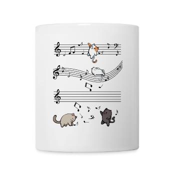Tanzende Katzen auf Schwarz - Tasse - Weiß - Vorne