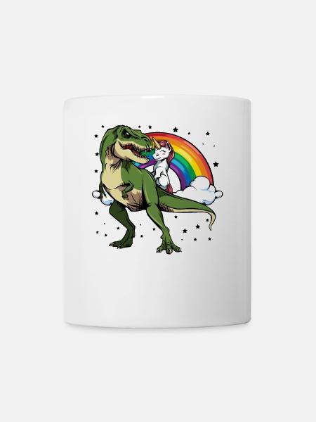 Dino Unicorn Regenbogen-Reigen - Tasse - Weiß