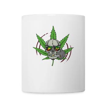 Cannabis Weed Skull Kiffer I Joint Cannabis Leaf - Mug - white - Front