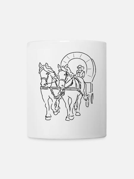 planwagen pferde reise - Tasse - Weiß