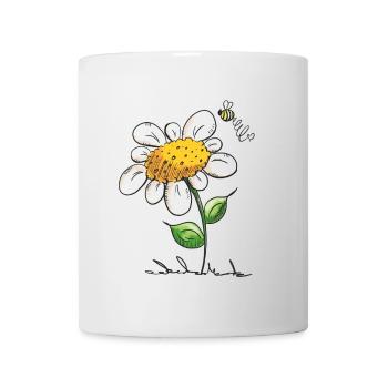 Biene mag Blume - Bienen - Wildnis - Blumen - Tier - Tasse - Weiß - Vorne