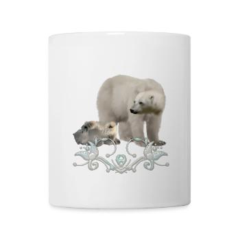 Stunning polar bear with puppy - Mug - white - Front