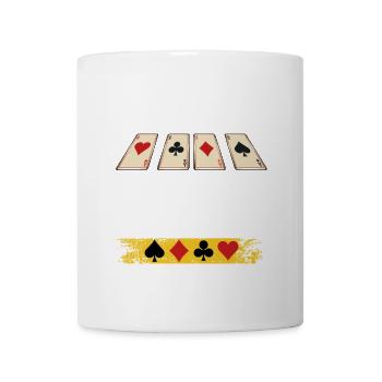 Geldausgabe Shirt mit Pokerkarten - Tasse - Weiß - Vorne