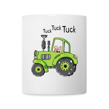 Tuck Tuck Tuck Schwein - Trecker - Bulldog - Comic - Tasse - Weiß - Vorne