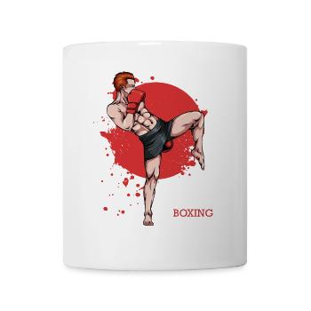 Kickboxeur en fond rouge - Mug blanc - blanc - Devant