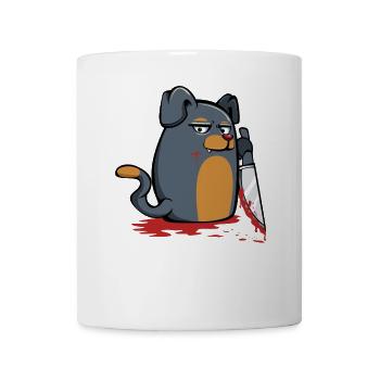 Grimmiges Hunde Haustier mit Messer - Tasse - Weiß - Vorne