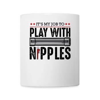 Red Valve In Pipe Illustration - Mug - white - Front