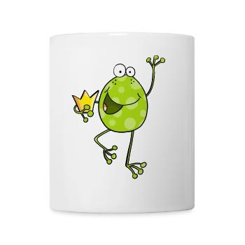 Frosch mit Krone - Frösche - Kröte - Comic - König - Tasse - Weiß - Vorne