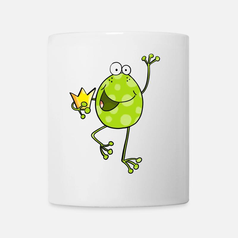 Frosch mit Krone - Frösche - Kröte - Comic - König - Tasse - Weiß