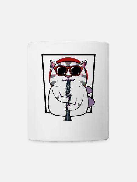 Clarinettiste chat avec lunettes de soleil - Mug blanc - blanc