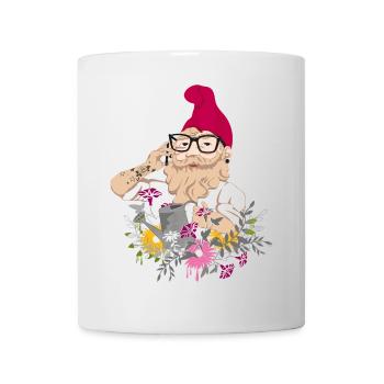 Ein Gartenzwerg als Hipster mit Brille und Tattoos - Tasse - Weiß - Vorne