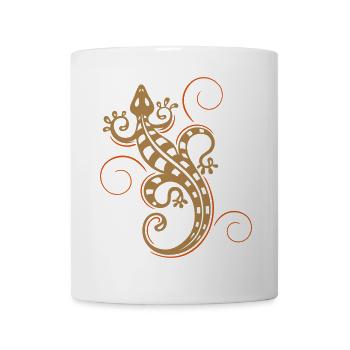 Gecko Echse im Tribal-Stil mit Ornamenten - Tasse - Weiß - Vorne