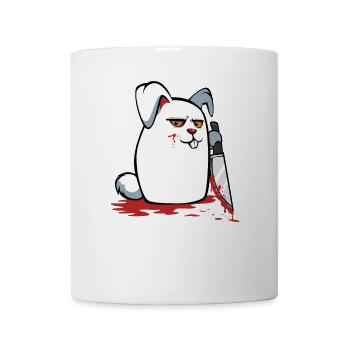 What? Bloody Rabbit with Knife - Mug - white - Front