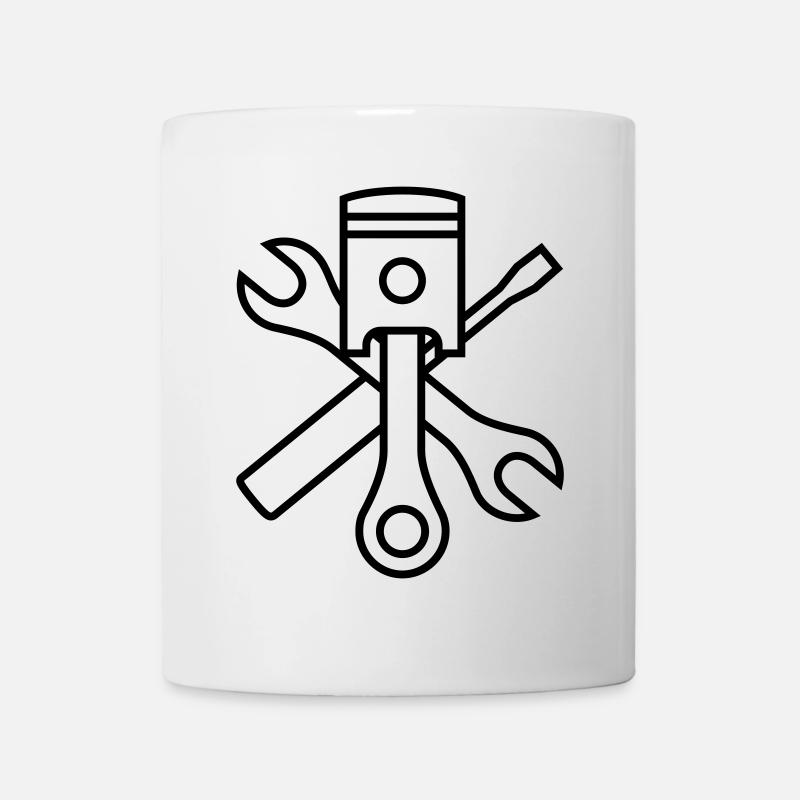 Pistons et outils 1c (+ votre texte) - Mug blanc - blanc